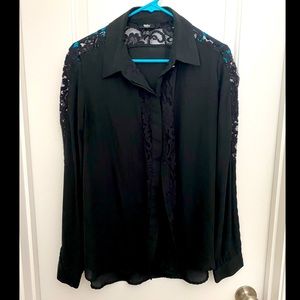 Black Lace Button Up